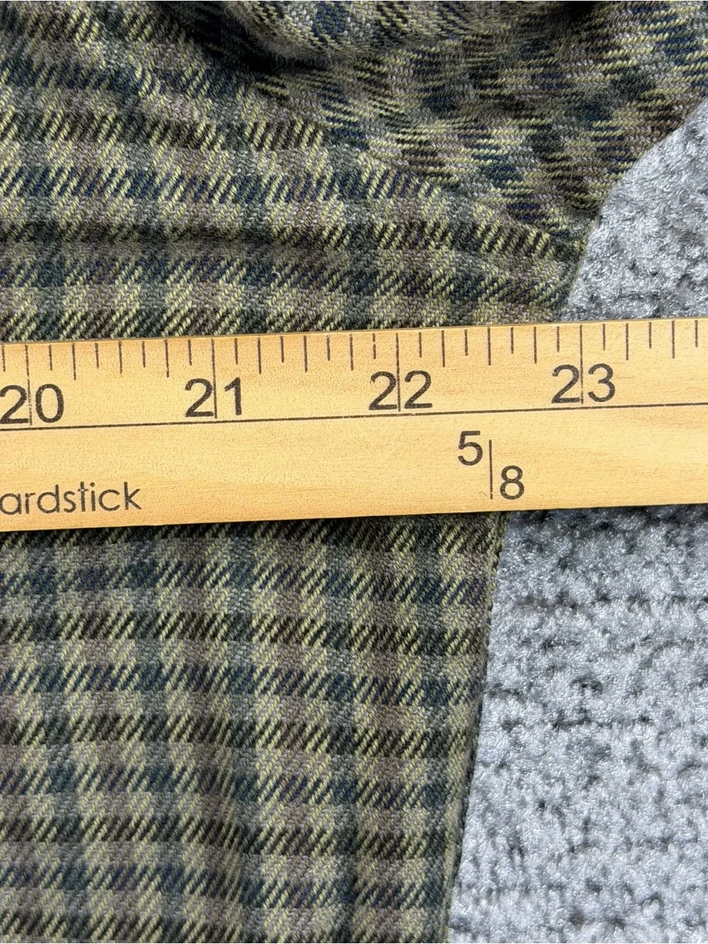 J Crew Houndstooth Flannel Shirt Mens Large Olive Green Plaid Elbow Patches Slim